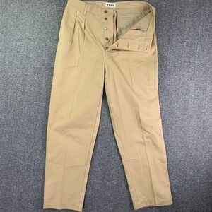 BRUT Archives Pant Men 36x31 Beige Pleated Button Fly Chino Trousers Old Money